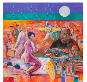 The beach, acrylic, 90x90cm